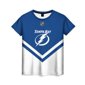 Женская футболка 3D с принтом Tampa Bay Lightning в Кировске, 100% полиэфир ( синтетическое хлопкоподобное полотно) | прямой крой, круглый вырез горловины, длина до линии бедер | america | canada | hockey | nhl | usa | америка | бэй | канада | лайтнинг | лед | нхл | сша | тампа | хоккей