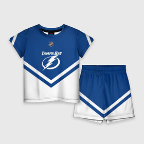 Детский костюм с шортами 3D с принтом Tampa Bay Lightning в Кировске,  |  | america | canada | hockey | nhl | usa | америка | бэй | канада | лайтнинг | лед | нхл | сша | тампа | хоккей
