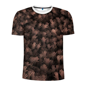Мужская футболка 3D спортивная с принтом Тысяча рук в Кировске, 100% полиэстер с улучшенными характеристиками | приталенный силуэт, круглая горловина, широкие плечи, сужается к линии бедра | руки