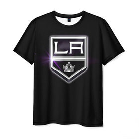 Мужская футболка 3D с принтом Los Angeles Kings в Кировске, 100% полиэфир | прямой крой, круглый вырез горловины, длина до линии бедер | Тематика изображения на принте: hockey | kings | los angeles | nhl | корона | нхл | хоккеист | хоккей