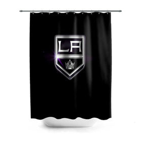 Штора 3D для ванной с принтом Los Angeles Kings в Кировске, 100% полиэстер | плотность материала — 100 г/м2. Стандартный размер — 146 см х 180 см. По верхнему краю — пластиковые люверсы для креплений. В комплекте 10 пластиковых колец | hockey | kings | los angeles | nhl | корона | нхл | хоккеист | хоккей