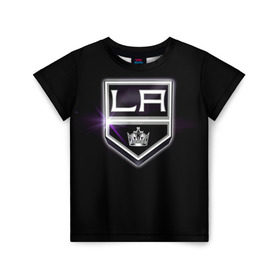 Детская футболка 3D с принтом Los Angeles Kings в Кировске, 100% гипоаллергенный полиэфир | прямой крой, круглый вырез горловины, длина до линии бедер, чуть спущенное плечо, ткань немного тянется | Тематика изображения на принте: hockey | kings | los angeles | nhl | корона | нхл | хоккеист | хоккей