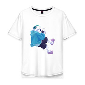 Мужская футболка хлопок Oversize с принтом Sans в Кировске, 100% хлопок | свободный крой, круглый ворот, “спинка” длиннее передней части | sans | undertale