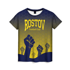 Женская футболка 3D с принтом Rostov Football club в Кировске, 100% полиэфир ( синтетическое хлопкоподобное полотно) | прямой крой, круглый вырез горловины, длина до линии бедер | дону | на | ростов | ростов на дону