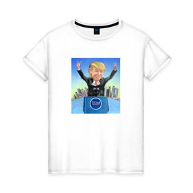 Женская футболка хлопок с принтом Трамп 3 в Кировске, 100% хлопок | прямой крой, круглый вырез горловины, длина до линии бедер, слегка спущенное плечо | america | donald | trump | usa | америка | дональд | трамп