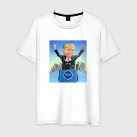 Мужская футболка хлопок с принтом Трамп 3 в Кировске, 100% хлопок | прямой крой, круглый вырез горловины, длина до линии бедер, слегка спущенное плечо. | america | donald | trump | usa | америка | дональд | трамп