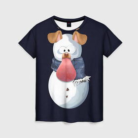 Женская футболка 3D с принтом Снэпчат собака в Кировске, 100% полиэфир ( синтетическое хлопкоподобное полотно) | прямой крой, круглый вырез горловины, длина до линии бедер | snapchat | радуга | снеговик | снэпчат | уши | фильтр | язык