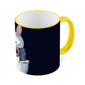 Кружка 3D с принтом Снэпчат кролик в Кировске, керамика | ёмкость 330 мл | Тематика изображения на принте: snapchat | радуга | снеговик | снэпчат | уши | фильтр | язык