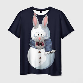 Мужская футболка 3D с принтом Снэпчат кролик в Кировске, 100% полиэфир | прямой крой, круглый вырез горловины, длина до линии бедер | Тематика изображения на принте: snapchat | радуга | снеговик | снэпчат | уши | фильтр | язык