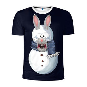 Мужская футболка 3D спортивная с принтом Снэпчат кролик в Кировске, 100% полиэстер с улучшенными характеристиками | приталенный силуэт, круглая горловина, широкие плечи, сужается к линии бедра | Тематика изображения на принте: snapchat | радуга | снеговик | снэпчат | уши | фильтр | язык