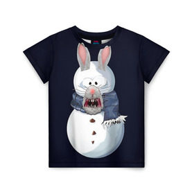 Детская футболка 3D с принтом Снэпчат кролик в Кировске, 100% гипоаллергенный полиэфир | прямой крой, круглый вырез горловины, длина до линии бедер, чуть спущенное плечо, ткань немного тянется | snapchat | радуга | снеговик | снэпчат | уши | фильтр | язык