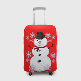 Чехол для чемодана 3D с принтом Снеговик в Кировске, 86% полиэфир, 14% спандекс | двустороннее нанесение принта, прорези для ручек и колес | 2017 | дед мороз | зима | новый год | снеговик | снежинки