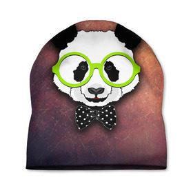 Шапка 3D с принтом Панда в очках в Кировске, 100% полиэстер | универсальный размер, печать по всей поверхности изделия | модные животные | панда | панда в очках | прикольные картинки