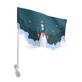 Флаг для автомобиля с принтом Ракета в Кировске, 100% полиэстер | Размер: 30*21 см | звёзды | космический корабль | космическое пространство | космос | созвездие