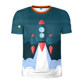 Мужская футболка 3D спортивная с принтом Ракета в Кировске, 100% полиэстер с улучшенными характеристиками | приталенный силуэт, круглая горловина, широкие плечи, сужается к линии бедра | звёзды | космический корабль | космическое пространство | космос | созвездие