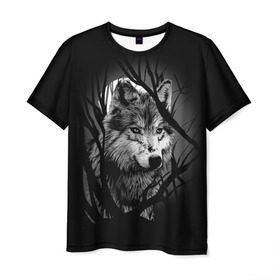 Мужская футболка 3D с принтом Серый волк в Кировске, 100% полиэфир | прямой крой, круглый вырез горловины, длина до линии бедер | animal | beast | grey | roar | wolf | волк | животное | зверь | рык | серый