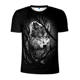 Мужская футболка 3D спортивная с принтом Серый волк в Кировске, 100% полиэстер с улучшенными характеристиками | приталенный силуэт, круглая горловина, широкие плечи, сужается к линии бедра | animal | beast | grey | roar | wolf | волк | животное | зверь | рык | серый