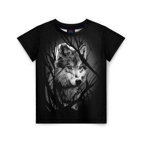 Детская футболка 3D с принтом Серый волк в Кировске, 100% гипоаллергенный полиэфир | прямой крой, круглый вырез горловины, длина до линии бедер, чуть спущенное плечо, ткань немного тянется | animal | beast | grey | roar | wolf | волк | животное | зверь | рык | серый