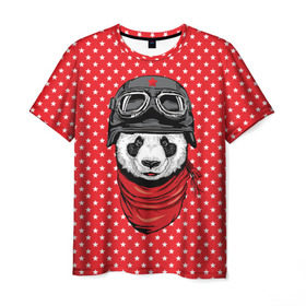 Мужская футболка 3D с принтом Панда пилот в Кировске, 100% полиэфир | прямой крой, круглый вырез горловины, длина до линии бедер | bear | panda | pilot | медведь