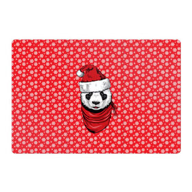Магнитный плакат 3Х2 с принтом Панда Клаус в Кировске, Полимерный материал с магнитным слоем | 6 деталей размером 9*9 см | animal | bear | beast | claus | panda | santa | дед мороз | елка | зверь | клаус | медведь | новый год | панда | рождество | санта | снег
