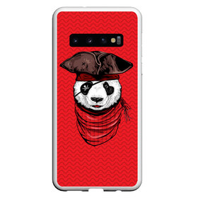 Чехол для Samsung Galaxy S10 с принтом Панда пират в Кировске, Силикон | Область печати: задняя сторона чехла, без боковых панелей | animal | bay | bear | beast | captain | panda | pirate | бухта | зверь | капитан | корабль | медведь | панда | пират