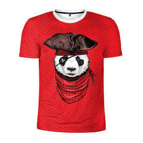 Мужская футболка 3D спортивная с принтом Панда пират в Кировске, 100% полиэстер с улучшенными характеристиками | приталенный силуэт, круглая горловина, широкие плечи, сужается к линии бедра | animal | bay | bear | beast | captain | panda | pirate | бухта | зверь | капитан | корабль | медведь | панда | пират