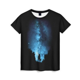 Женская футболка 3D с принтом Млечный путь в Кировске, 100% полиэфир ( синтетическое хлопкоподобное полотно) | прямой крой, круглый вырез горловины, длина до линии бедер | galaxy | milky way | night | space | star | вселенная | галактика | звезды | космос | млечный | ночь | путь