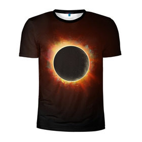 Мужская футболка 3D спортивная с принтом Солнечное затмение в Кировске, 100% полиэстер с улучшенными характеристиками | приталенный силуэт, круглая горловина, широкие плечи, сужается к линии бедра | eclipse | moon | planet | solar | space | star | sun | затмение | звезда | космос | луна | планета | солнце