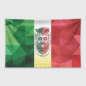 Флаг-баннер с принтом Мексика в Кировске, 100% полиэстер | размер 67 х 109 см, плотность ткани — 95 г/м2; по краям флага есть четыре люверса для крепления | мексика | флаг | череп