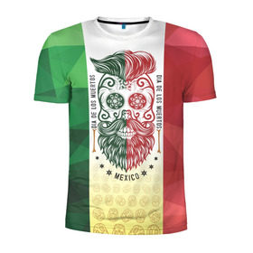 Мужская футболка 3D спортивная с принтом Мексика в Кировске, 100% полиэстер с улучшенными характеристиками | приталенный силуэт, круглая горловина, широкие плечи, сужается к линии бедра | мексика | флаг | череп