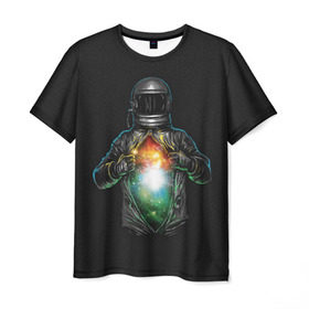 Мужская футболка 3D с принтом Космос внутри в Кировске, 100% полиэфир | прямой крой, круглый вырез горловины, длина до линии бедер | cosmonaut | galaxy | planet | space | star | автронавт | галактика | звезды | космонавт | космос
