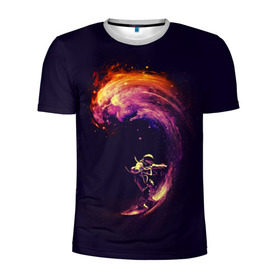 Мужская футболка 3D спортивная с принтом Космический серфинг в Кировске, 100% полиэстер с улучшенными характеристиками | приталенный силуэт, круглая горловина, широкие плечи, сужается к линии бедра | Тематика изображения на принте: cosmonaut | galaxy | planet | space | star | surf | галактика | звезды | космонавт | космос | планета | серф