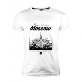 Мужская футболка премиум с принтом Москва - МГУ в Кировске, 92% хлопок, 8% лайкра | приталенный силуэт, круглый вырез ворота, длина до линии бедра, короткий рукав | 