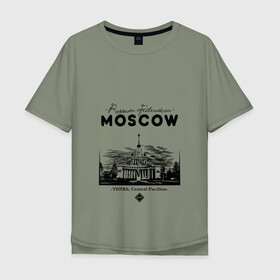 Мужская футболка хлопок Oversize с принтом Москва, ВДНХ в Кировске, 100% хлопок | свободный крой, круглый ворот, “спинка” длиннее передней части | Тематика изображения на принте: 