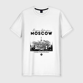 Мужская футболка премиум с принтом Москва, ВДНХ в Кировске, 92% хлопок, 8% лайкра | приталенный силуэт, круглый вырез ворота, длина до линии бедра, короткий рукав | 