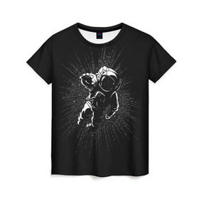 Женская футболка 3D с принтом Космическое прикосновение в Кировске, 100% полиэфир ( синтетическое хлопкоподобное полотно) | прямой крой, круглый вырез горловины, длина до линии бедер | astro | cosmo | galaxy | planet | space | star | астронавт | галактика | звезды | космонавт | космос | планета