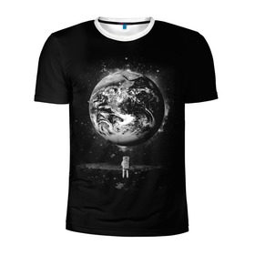 Мужская футболка 3D спортивная с принтом Взгляд на землю в Кировске, 100% полиэстер с улучшенными характеристиками | приталенный силуэт, круглая горловина, широкие плечи, сужается к линии бедра | astro | cosmo | galaxy | moon | planet | space | star | автронавт | галактика | звезды | земля | космонавт | космос | луна | планета