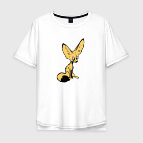 Мужская футболка хлопок Oversize с принтом Лисенок в Кировске, 100% хлопок | свободный крой, круглый ворот, “спинка” длиннее передней части | животное | лиса | фенек