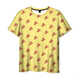 Мужская футболка 3D с принтом Рай пиццы в Кировске, 100% полиэфир | прямой крой, круглый вырез горловины, длина до линии бедер | food | pizza | грибы | еда | завтрак | колбаса | обед | пицца | помидор | ужин | фастфуд
