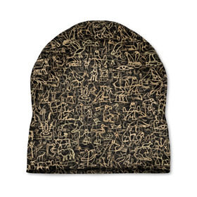 Шапка 3D с принтом Египетские иероглифы в Кировске, 100% полиэстер | универсальный размер, печать по всей поверхности изделия | африка | древний | египет | знак | история | паттерн | письменность | символ | текстура