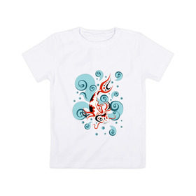Детская футболка хлопок с принтом Карп Кои в Кировске, 100% хлопок | круглый вырез горловины, полуприлегающий силуэт, длина до линии бедер | воды | восток | карп | карп кои | рыбы | япония