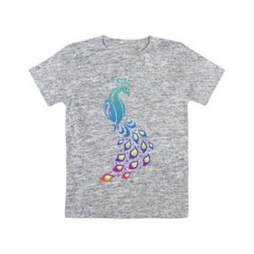 Детская футболка хлопок с принтом Яркий павлин в Кировске, 100% хлопок | круглый вырез горловины, полуприлегающий силуэт, длина до линии бедер | павлин | птицы | яркий