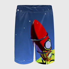 Детские спортивные шорты 3D с принтом Ракета в Кировске,  100% полиэстер
 | пояс оформлен широкой мягкой резинкой, ткань тянется
 | space | вселенная | яркий