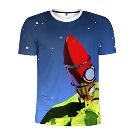 Мужская футболка 3D спортивная с принтом Ракета в Кировске, 100% полиэстер с улучшенными характеристиками | приталенный силуэт, круглая горловина, широкие плечи, сужается к линии бедра | space | вселенная | яркий