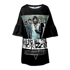 Детское платье 3D с принтом Bring Me The Horizon в Кировске, 100% полиэстер | прямой силуэт, чуть расширенный к низу. Круглая горловина, на рукавах — воланы | Тематика изображения на принте: bmth | bring me | bring me the horizon | bring me the horizont | doomed | бринг ми | бринг ми зе | бринг ми зе хоризон