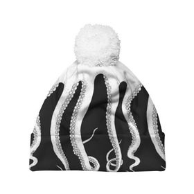 Шапка 3D c помпоном с принтом Octopus в Кировске, 100% полиэстер | универсальный размер, печать по всей поверхности изделия | octopus