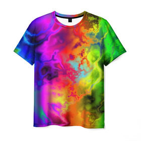 Мужская футболка 3D с принтом Красочное безумие в Кировске, 100% полиэфир | прямой крой, круглый вырез горловины, длина до линии бедер | кислота | радуга | разноцветный | яркий