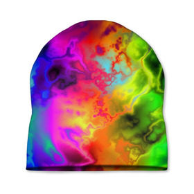 Шапка 3D с принтом Красочное безумие в Кировске, 100% полиэстер | универсальный размер, печать по всей поверхности изделия | кислота | радуга | разноцветный | яркий