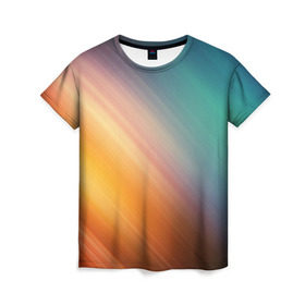 Женская футболка 3D с принтом Стильный окрас в Кировске, 100% полиэфир ( синтетическое хлопкоподобное полотно) | прямой крой, круглый вырез горловины, длина до линии бедер | градиент | полосы | разноцветный