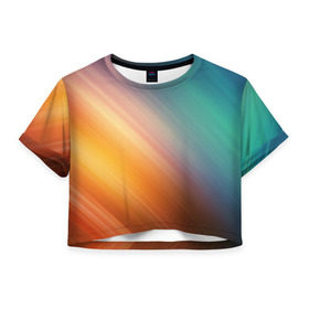 Женская футболка 3D укороченная с принтом Стильный окрас в Кировске, 100% полиэстер | круглая горловина, длина футболки до линии талии, рукава с отворотами | градиент | полосы | разноцветный
